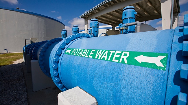 a pipe carrying potable water